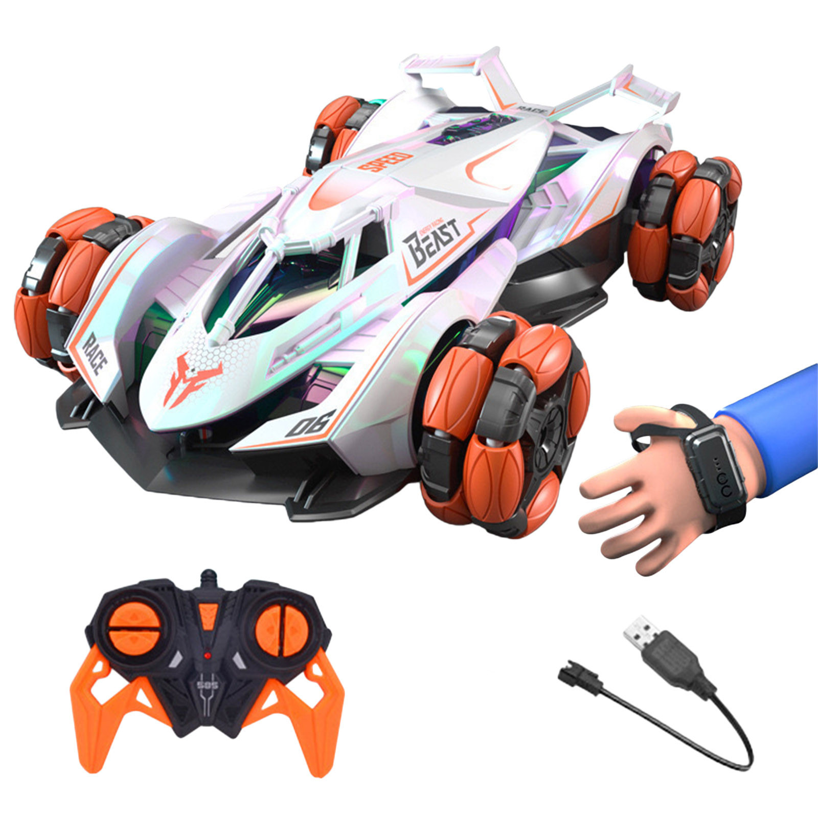 A Phantom Drift Rc Car 4X4 Off Road Vehicle With Remote Control Watch And Handle 2.4G Climbing All Terrain Toy Car For Kids Outdoor Adventure Play