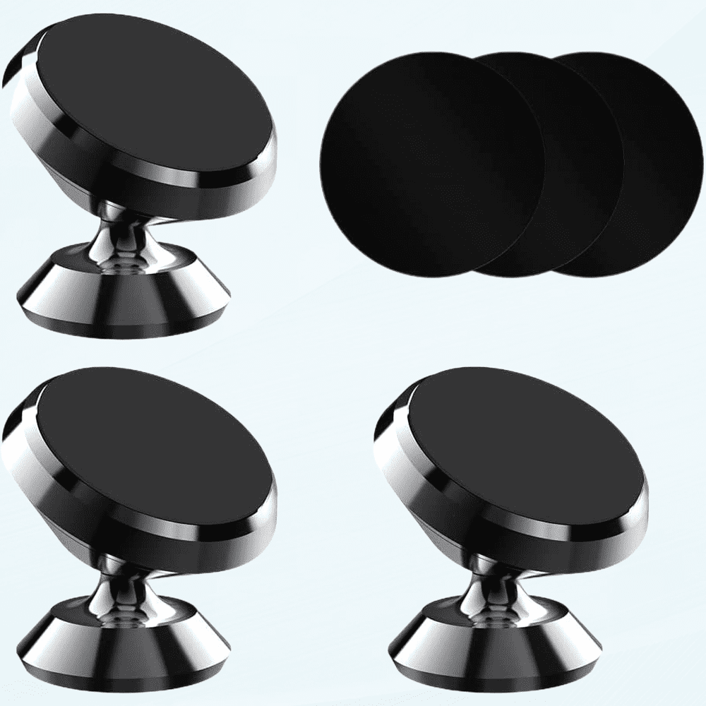 MesaSe [3 Pack] Magnetic Phone Car Mount with Black Metal Plates  Car Sturdy Stick-on Cell Phone Holder Car Built-in Amazing Strong Magnets  Hands Free Magnetic Car Phone Holder with Stro