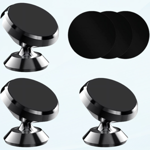 MesaSe [3 Pack] Support de voiture de téléphone magnétique avec plaques en métal noir Voiture Sturdy Stick-on Cell Phone Holder Voiture intégrée à des aimants puissants incroyables Mains Porte-téléphone magnétique gratuit avec Stro