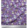 thumbnail image 1 of Soimoi Polyester Crepe Fabric Floral,Owl & Cow Cartoon Decor Fabric Printed Yard 52 Inch Wide, 1 of 3