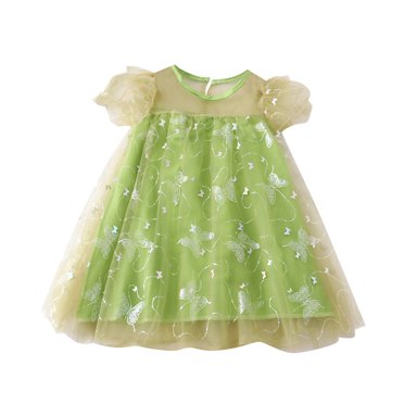 FhsagQ Robes Filles Robes de Noël Taille 6 Robe Fantaisie pour Filles Robe Filée Mignonne Personnalité Jupe Princesse Jupe Trapèze Robes de Noël pour Filles Blanc Floral Vert 6-7 Ans