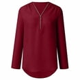 thumbnail image 4 of TIMIFIS Mode Automne pour Femmes Chemises d'Été à Manches Longues pour Femmes Tunique Décontractée à Fermeture Éclair Col en V Blouse à Manches Roulables Hauts Blouses pour Femmes, 4 of 6