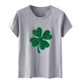 thumbnail image 3 of Vente de Liquidation!! T-Shirt de la Saint-Patrick pour Femmes, T-Shirt Graphique Trèfle Vert, Col Rond, Manches Courtes, Tunique Décontractée, Gris + m, 3 of 3
