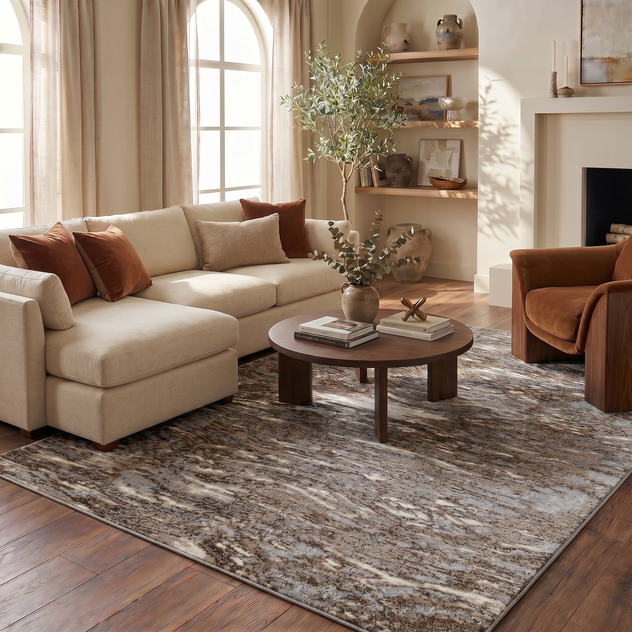 Rug Branch Collection Sakarya Tapis d'intérieur abstrait vague moderne