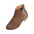 thumbnail image 1 of XZNGL Chaussures pour Femmes Décontractées Mode à Franges à Carreaux à Franges à Empiècements Rétro en Suède Givré Bottines à Talon Moyen, 1 of 8