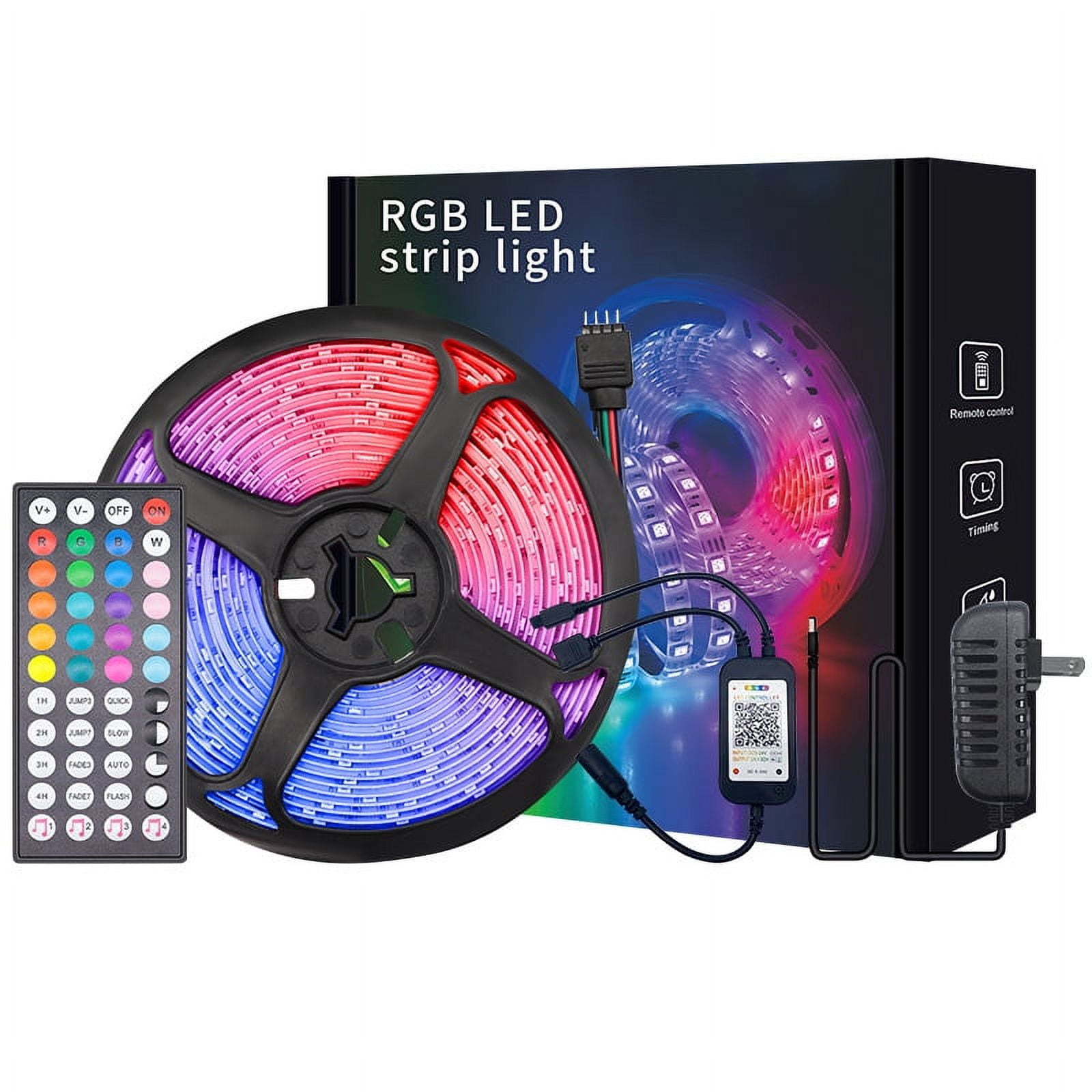 NeoGlow, 100 Ft RGB Color Changing LED Strips, Flexible Design for Indoor Decoration, Waterproof PCB for Durability, Cuttable & Joinable, Remote Control for Customization