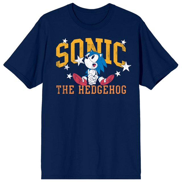 Sonic The Hedgehog Sonic New School Classics T-Shirt à Col Rond à Manches Courtes Bleu Marine pour Homme - Grand