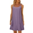thumbnail image 1 of Women Beach Dress Solid Color Sleeveless Backless Camisole Beach Mini, 1 of 6