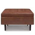 thumbnail image 3 of Shay 34in W Coffee Table Storage Ottoman in Distressed Saddle Brown Faux Leather, 3 of 8