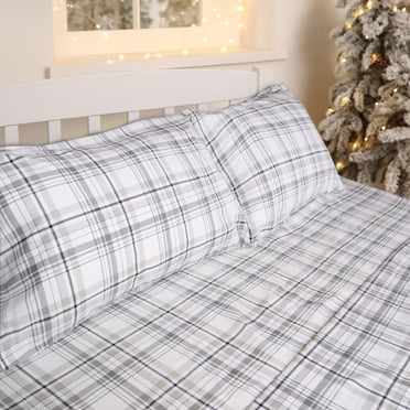 Gogreen 100% Cotton Christmas Sheet Set Twin Size, Christmas Plaid, 3PC Set, Breathable Bed Sheet for Hot Sleeper and Night Sweats, Deep Pocket Up to 16 Inches