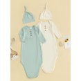 thumbnail image 2 of Gupgi 2 Pack Newborn Baby Sleeping Sack 0-3 Months Solid Color Long Sleeve Baby Swaddle Sleep Bag and Hat, 2 of 9