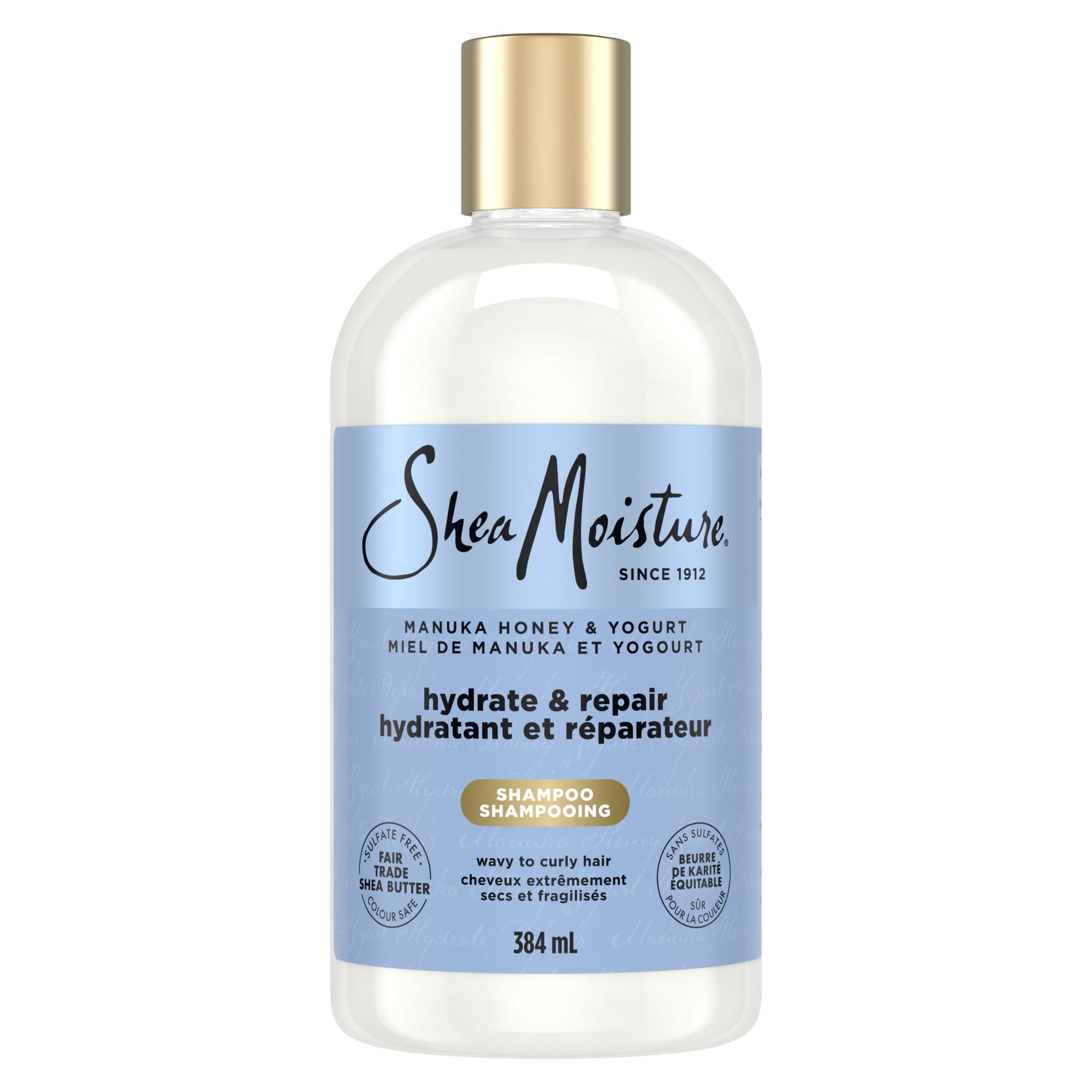SheaMoisture Shampooing Hydratant et Réparateur pour Cheveux Ondulés et Bouclés Miel de Manuka et Yogourt, 384 ml