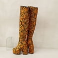 thumbnail image 4 of Cameland Bottes Cuissardes d'Hiver pour Femmes à Plateforme Serpentine Patchwork à Talon Ultra Haut, 4 of 7