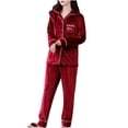 thumbnail image 1 of RKSTN Ensembles de Pyjama pour Femmes 2 Pcs Mode Flanelle Imprimée Poche Manches Longues+ Pantalon Long Ensemble de Pyjama Doux Confortable Pyjamas, 1 of 5