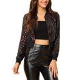 thumbnail image 1 of INSPIRE CHIC Blouson Bomber Court à Paillettes Scintillantes avec Fermeture Éclair pour Femme, 1 of 7