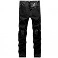 thumbnail image 1 of Mens Biker Leg Fashion Skinny Fit Stretch Slim Destroyed Denim Jeans, 1 of 1