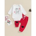 thumbnail image 2 of Honganda 0-18 Months Baby Boy Valentine's Day Outfit Letter Heart Long Sleeve Rompers Pants Set Fall Spring 2 Pcs Clothes, 2 of 9