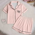 thumbnail image 2 of Pyjama pour Filles Ensemble de Pyjama pour Filles Doux à Manches Courtes Tenue d'Intérieur Confortable Ensemble Élégant pour Préadolescentes avec Imprimé de Cœur, 2 of 7