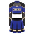 thumbnail image 3 of iiniim Costume de Pom-Pom Girl pour Femmes Uniforme de Cheerleading Tenue Robe 2 Pcs Haut Court avec Jupe Mini Plissée Bleu m, 3 of 5