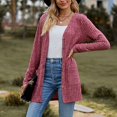 thumbnail image 4 of 2025 Cardigan Uni Texturé Douillet pour Femmes 1X Couleur Cardigan à Manches Longues Cardigans pour Femmes à Rayures, 4 of 7