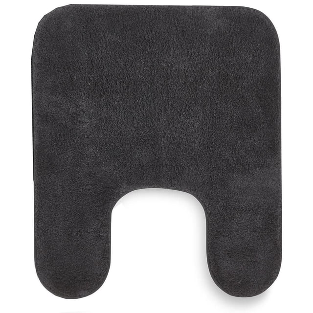Mainstays Lotus Contour Tapis de Bain, 20 Pouces x 24 Pouces, Tapis de Bain en polyester Gris Foncé à texture Douce et Endos Antidérapant, Profilé pour s'Adapter aux bases de Toilette, Lavable à la machine et Convient au Confort et à la Sécurité du Plancher de Salle de Bain