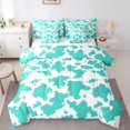 thumbnail image 1 of YST Teal Cowhide Comforter Set, Full Size, 7-Piece, Teal, Cow Print, Bedding Set, Full, 1 of 5