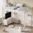 thumbnail image 2 of Yiwa Metal Loft Bed, Twin Size with Ladder, Arched Guardrail, Sturdy Steel Slats Support, 2 of 8