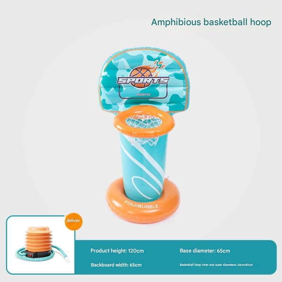Inflatable Amphibious Basketball Stand Can Be Used with Swimming Pool Anti-Rollover Children's Inflatable Toy Indoor and Outdoor Amusement Park, Foot Pump