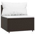 thumbnail image 3 of vidaXL 3 Piece Garden Lounge Set with Cushions Brown Poly Rattan, 3 of 5