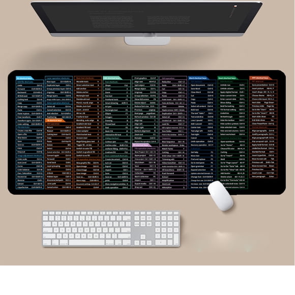 Pompotops TWS Mouse,Computer Mice TWS,TWS Mouse For Laptop,Slim Silent Rechargeable Mouse,Optical Mouse,Quick Key Super Large -slip Keyboard Pad - with Office Software Shortcuts Pattern