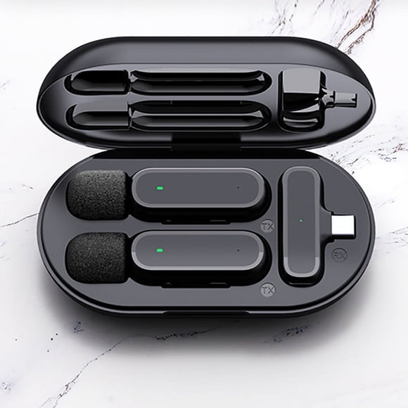 2 pack Professional Wireless Lavalier Lapel Microphone for IOS - Cordless Omnidirectional Condenser Recording Mic with USB C and I phone Interface for Interview Video Podcast Vlog YouTube
