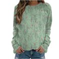 thumbnail image 1 of RKSTN Chandails à Manches Longues pour Femmes Mode à Imprimé Floral Décontracté Hauts à Manches Longues à Col Rond Coupe Ample Chandail Blouse, 1 of 4