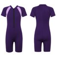 thumbnail image 1 of Aislor Kids Big Girls Zippered Swimsuit Swimwear Bathing Suit Rash Guard Shorty Sun Protection Wetsuit Purple 16, 1 of 7