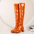 thumbnail image 4 of Foreign Trade Candy Color Patent Leather Ladies Back Zipper Thick Heel Round Toe Over-the-knee Boots, 4 of 7