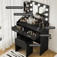 thumbnail image 4 of Coiffeuse avec Miroir Éclairé et Barre d'Alimentation avec 2 Tiroirs, Ensemble de Coiffeuse Blanc avec Grand Rangement, 3 Modes d'Éclairage, 31,5 Po, Noir, 4 of 8