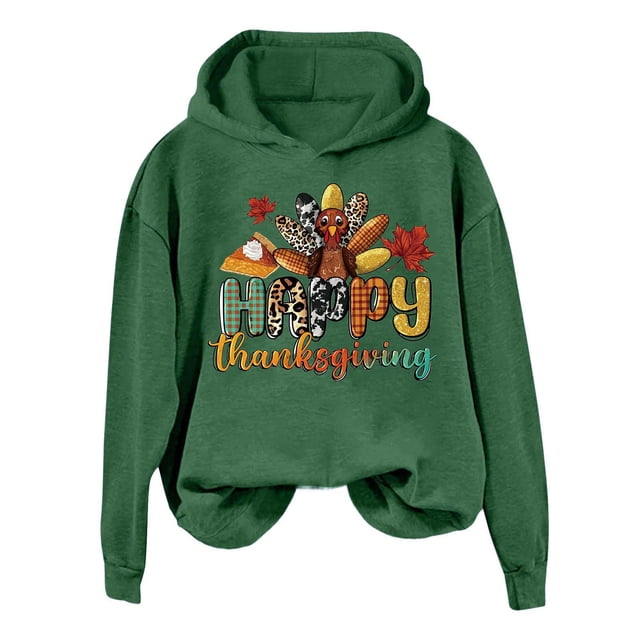WEAIXIMIUNG Sweatshirts Personnalisés pour Femmes Image Action de Grâce Sweat à Capuche Imprimé Dinde pour Usage Décontracté