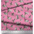thumbnail image 3 of Soimoi Modal Satin Fabric Leaves,Flower & Humming Bird Decor Fabric Printed Yard 42 Inch Wide, 3 of 3