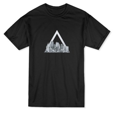 Triangles In City Skyline Graphic Men's Black T-shirt