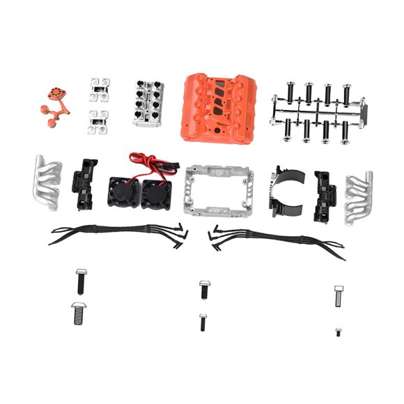 Milaget RC Car Djv8 Simulate Engine Fans Radiator for 1/10 RC Trail Crawlers Premium orange