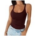 thumbnail image 1 of Women Spaghetti Strap Scoop Neck Ribbed Tank Tops Slim Fitted Cotton Camisole Basic Sleeveless Layering Shirts, 1 of 4
