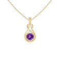 thumbnail image 1 of Angara Collier en Améthyste Naturelle - Pendentif Solitaire en Améthyste Ronde Nœud Infini en Or Jaune 14 K pour Femmes, 1 of 8