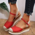 thumbnail image 2 of Ketyyh-chn99 Sandales pour Femme Chaussures pour Femmes Sandales Neuf pour Femmes 7 Compensées pour Femmes Espadrilles à Blocs de Couleur en Toile Chaussures à Semelle Compensée (Rouge, 8.5), 2 of 5