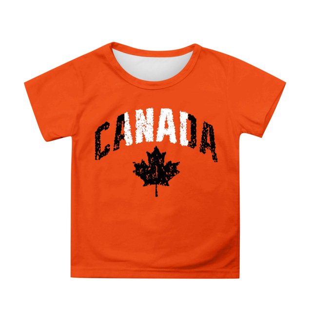 T-shirt à Manches Courtes pour Filles de la Fête du Canada, Col Rond d'Été, Coupe Décontractée, Chandails de Base