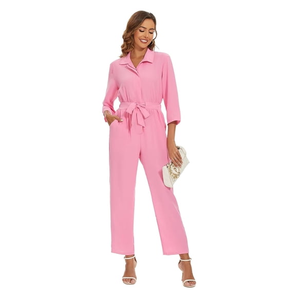 Pink Power Jumpsuit Costume for Women Pink Cowgirl Margot Robbie 2023 Movie Cosplay Outfits Dress Up Halloween Party