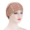 thumbnail image 4 of Women Solid Color Flower Design Hair Cover Muslim Bonnet Turban Hat Hijab Cap, 4 of 7