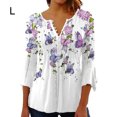 thumbnail image 4 of maskred 3/4 Manches Tops Swing T-Shirt Été Tunique Lavable Attrayant Exquis Multicolore Dames à la Mode Chic Plage Violet L, 4 of 5