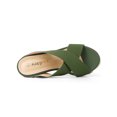 thumbnail image 4 of BLISSFUL STEP Sandales à Plateforme en Lin pour Femmes à Talon Compensé, Bout Ouvert, Brides Croisées, Vert Foncé 6, 4 of 7