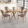 thumbnail image 1 of Gymax Outdoor French Bistro Chairs 4 PCS w/ Armrests Galvanized Metal Frame Black & White, 1 of 9