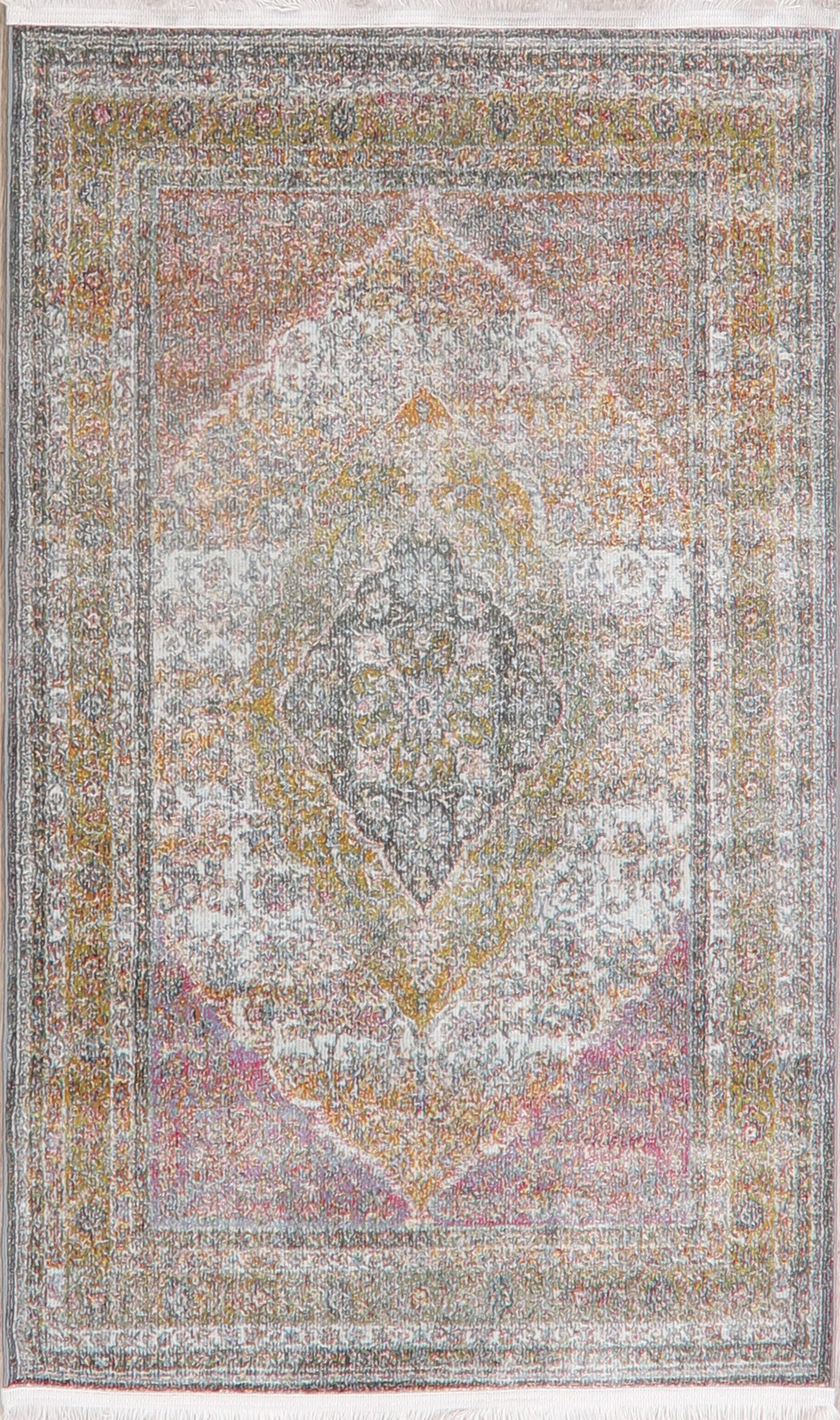 Turkish Oriental Distressed Ivory Area Rug Floral Carpet