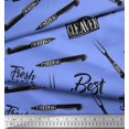 thumbnail image 2 of Soimoi Blue Rayon Crepe Fabric Text & Knife Kitchen Print Fabric by the Yard 46 Inch Wide, 2 of 3